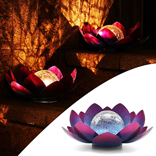 QZZP Garden Solar Lights Outdoor Decor Waterproof Lotus Flower Solar Lights Garden Decor Yard Lawn Solar Lights Outdoor Decorations for Patio Table Lamp