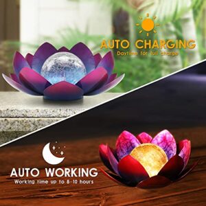 QZZP Garden Solar Lights Outdoor Decor Waterproof Lotus Flower Solar Lights Garden Decor Yard Lawn Solar Lights Outdoor Decorations for Patio Table Lamp