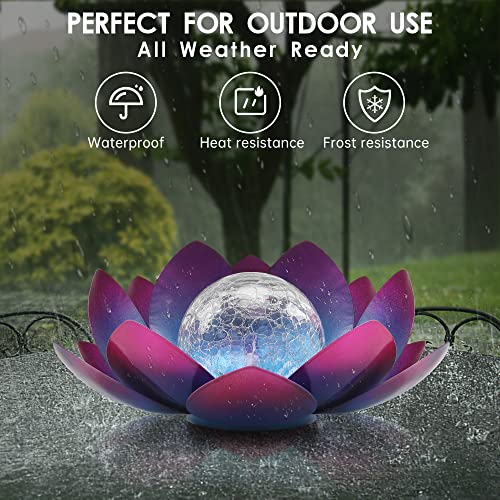 QZZP Garden Solar Lights Outdoor Decor Waterproof Lotus Flower Solar Lights Garden Decor Yard Lawn Solar Lights Outdoor Decorations for Patio Table Lamp