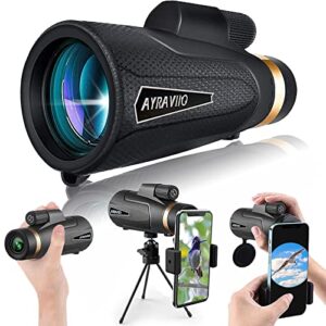 ayraviio 12×60 monocular telescope with smartphone holder & upgraded tripod, high powered smc & bak4 scope for adults, birthday gifts for men dad him husband boyfriend, gadgets for birdwatching