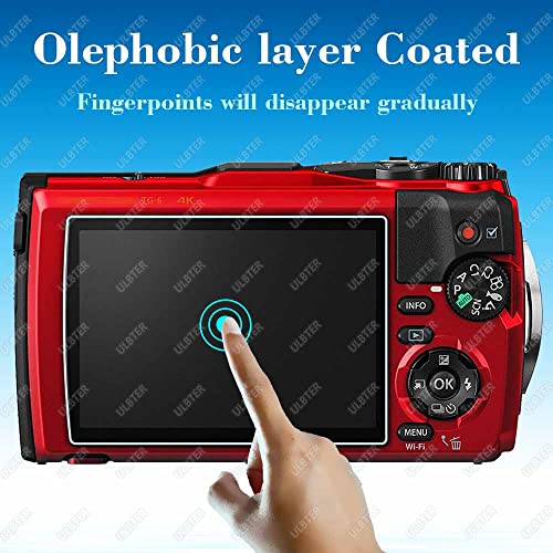 ULBTER Screen Protector for Olympus TG-6 TG-5 TG-4 Red Black, 0.3mm 9H Hardness TG6 TG5 TG4 Tempered Glass Screen Cover, Anti-Scrach Anti-Dust [3 Pack]