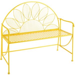 the lakeside collection yellow metal sunflower garden bench – outdoor home floral accent
