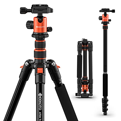 GEEKOTO 58” DSLR Tripod, Compact Aluminum Alloy Lightweight Camera Tripod with 360 Degree Panorama Ball Head, Professional Camera Tripod for Travelling, Learning and Working