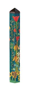 studio m earth laughs in flowers art pole outdoor decorative garden post, made in usa, 40 inches tall