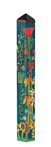 Studio M Earth Laughs in Flowers Art Pole Outdoor Decorative Garden Post, Made in USA, 40 Inches Tall