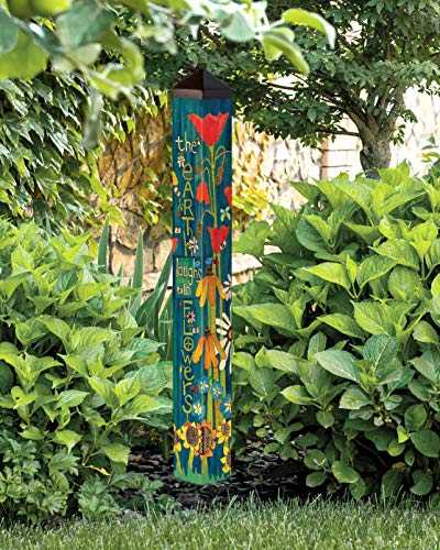 Studio M Earth Laughs in Flowers Art Pole Outdoor Decorative Garden Post, Made in USA, 40 Inches Tall