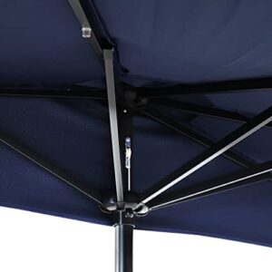 Sunnydaze 9-Foot Solar Outdoor Half Patio Umbrella with LED Lights - Shade for Apartment Decks, Balconies, and Smaller Garden and Yard Spaces - Navy Blue