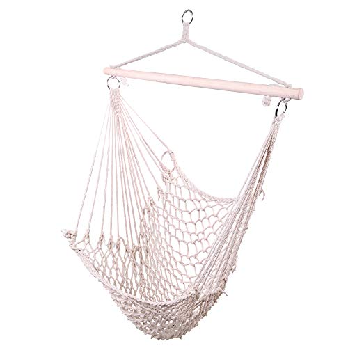 Kcelarec Rope Hammock Cradle Chair,Cotton Hanging Rope Swing Chair for Indoor Outdoor Bedroom Garden Yard Patio