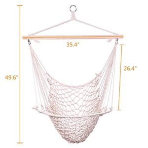 Kcelarec Rope Hammock Cradle Chair,Cotton Hanging Rope Swing Chair for Indoor Outdoor Bedroom Garden Yard Patio