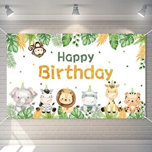 safari jungle backdrop for birthday party decorationss,large size 3 x 5ft banner cute animals zoo theme for kids boys birthday party supplies