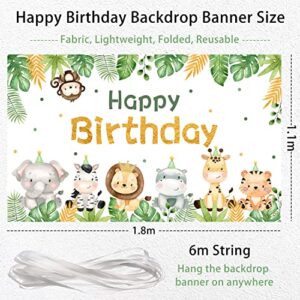 Safari Jungle Backdrop for Birthday Party Decorationss,Large Size 3 x 5Ft Banner Cute Animals Zoo Theme for Kids Boys Birthday Party Supplies