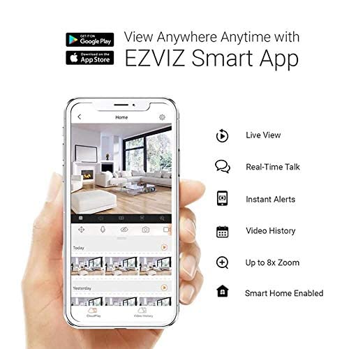 EZVIZ 2MP Indoor Pan/Tilt WiFi Security Camera, 360° Coverage, Auto Motion Tracking, Two-Way Talk, Clear 33ft Night Vision, Supports MicroSD Card (Sold Seperately)| C6CN