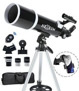 telescope for adults & beginner astronomers – 80mm aperture 600mm fully multi-coated high transmission coatings with az mount tripod phone adapter, carrying bag, wireless control.