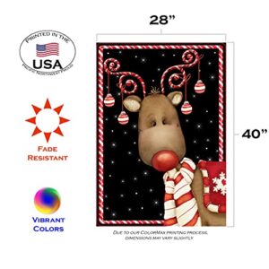 Toland Home Garden 101238 Candy Cane Reindeer Christmas Flag 28x40 Inch Double Sided Christmas Garden Flag for Outdoor House Winter Flag Yard Decoration