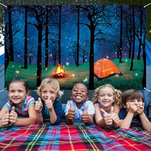 Blulu Forest Scene Camping Backdrop Supplies Camping Photography Background Photo Shoot Backdrop Party Decoration for Camping Theme Party Birthday Party Baby Shower