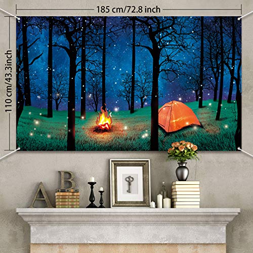 Blulu Forest Scene Camping Backdrop Supplies Camping Photography Background Photo Shoot Backdrop Party Decoration for Camping Theme Party Birthday Party Baby Shower