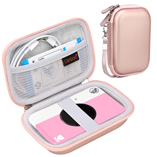 Canboc Hard Carrying Case for KODAK Printomatic Digital Instant Print Camera, Mesh Bag fit Zink Paper, Cable, Rose Gold