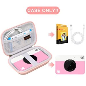 Canboc Hard Carrying Case for KODAK Printomatic Digital Instant Print Camera, Mesh Bag fit Zink Paper, Cable, Rose Gold