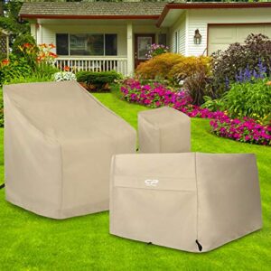 CAMPROS Patio Chair Covers, Lounge Deep Seat Cover, Water Resistant Heavy Duty Outdoor Lawn Patio Furniture Covers 1 Pack - 27W x 31D x 33H inch - Beige