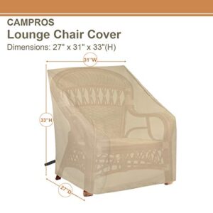 CAMPROS Patio Chair Covers, Lounge Deep Seat Cover, Water Resistant Heavy Duty Outdoor Lawn Patio Furniture Covers 1 Pack - 27W x 31D x 33H inch - Beige