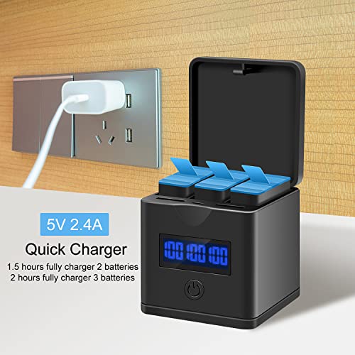 Suptig Battery Charger Compatible for GoPro Hero 8, Gopro Hero 7, Gopro Hero 6, Gopro Hero 5, 3-Channel Battery Charger Station for Hero 8 Hero 7 Hero 6 Hero 5