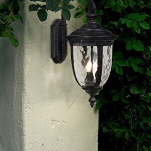 John Timberland Bellagio European Outdoor Wall Light Fixture Textured Black Metal 20 1/2" Hammered Glass Decor for Exterior House Porch Patio Outside Deck Garage Yard Front Door Garden Home