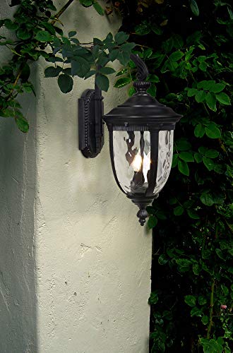 John Timberland Bellagio European Outdoor Wall Light Fixture Textured Black Metal 20 1/2" Hammered Glass Decor for Exterior House Porch Patio Outside Deck Garage Yard Front Door Garden Home