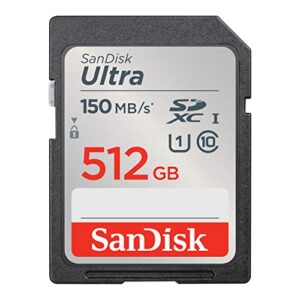 sandisk 512gb ultra sdxc uhs-i memory card – up to 150mb/s, c10, u1, full hd, sd card – sdsdunc-512g-gn6in