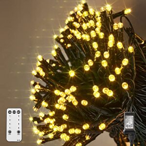 104ft 300 led halloween outdoor string lights with remote, waterproof warm yellow plug in fairy light, 8 modes timer twinkle lighting for bedroom indoor holiday wedding party decoration