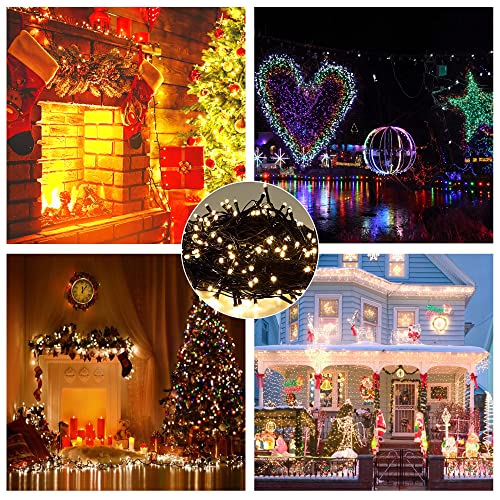 104ft 300 LED Halloween Outdoor String Lights with Remote, Waterproof Warm Yellow Plug in Fairy Light, 8 Modes Timer Twinkle Lighting for Bedroom Indoor Holiday Wedding Party Decoration