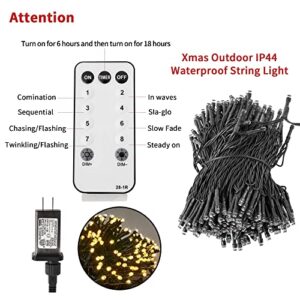 104ft 300 LED Halloween Outdoor String Lights with Remote, Waterproof Warm Yellow Plug in Fairy Light, 8 Modes Timer Twinkle Lighting for Bedroom Indoor Holiday Wedding Party Decoration