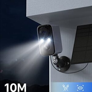 IHOXTX Security Cameras Wireless Outdoor, Flood Light Solar Cameras for Home Security, Home Camera with Color Night Vision, PIR Detection, 2-Way Talk, IP66 Waterproof, SD Card/Cloud Storage (Gray)