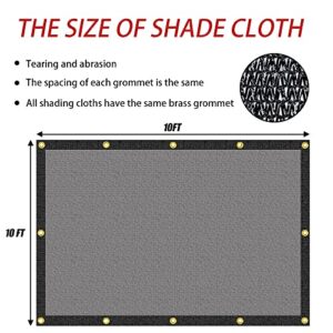 Dafoecheer 70% 10ftx10ft Black Shade Cloth Taped Edge with Grommets Sunblock Garden Mesh UV Resistant Net for Outdoor Plant Greenhouse Flowers