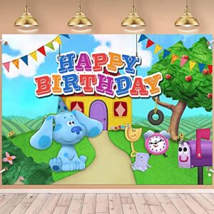 deleto 5×3ft blue dog happy birthday backdrop decorations birthday party supplies cute blue cartoon puppy banner (60″ x 36″)…