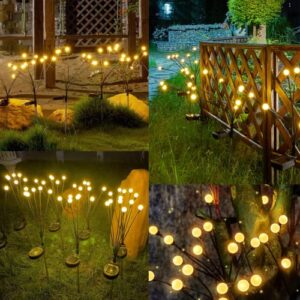 Merkia Solar Powered Garden Firefly Lights, New Upgraded 16LED Swaying Solar Lights Waterproof, Two Luminous Modes Solar Outdoor Lights, Yard Patio Pathway Decoration