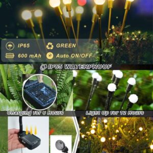 Merkia Solar Powered Garden Firefly Lights, New Upgraded 16LED Swaying Solar Lights Waterproof, Two Luminous Modes Solar Outdoor Lights, Yard Patio Pathway Decoration