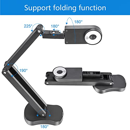 Kitchbai 4K USB Document Camera for Teacher, 8MP Webcam & Visualiser for A3 Size with Dual Microphones, 3-Level LED Light, Image Invert, Foldable for Live Demo, Work with Windows, macOS and Chrome OS