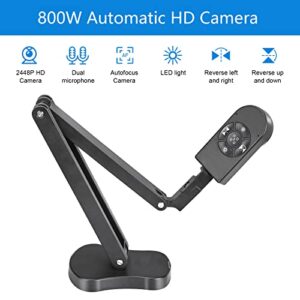 Kitchbai 4K USB Document Camera for Teacher, 8MP Webcam & Visualiser for A3 Size with Dual Microphones, 3-Level LED Light, Image Invert, Foldable for Live Demo, Work with Windows, macOS and Chrome OS