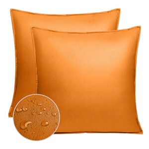 uslif outdoor pillow covers waterproof throw pillowcase square outdoor pillows for patio furniture living room patio tent couch farmhouse pillow cover 20×20 inch orange water proof pack of 2