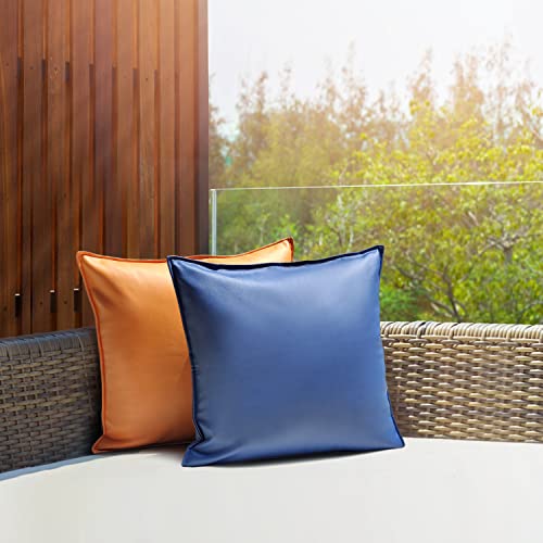 Uslif Outdoor Pillow Covers Waterproof Throw Pillowcase Square Outdoor Pillows for Patio Furniture Living Room Patio Tent Couch Farmhouse Pillow Cover 20x20 Inch Orange Water Proof Pack of 2