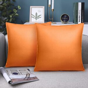 Uslif Outdoor Pillow Covers Waterproof Throw Pillowcase Square Outdoor Pillows for Patio Furniture Living Room Patio Tent Couch Farmhouse Pillow Cover 20x20 Inch Orange Water Proof Pack of 2