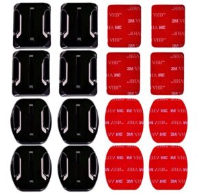 axpower 16 pcs helmet adhesive pads sticker flat curved mounts accessories kit for gopro hero 8 7 6 5 4 3+ 3