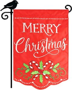 layoer home garden flag 12 x 18 inch decorative applique embroidered merry christmas candy cane