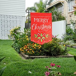 LAYOER Home Garden Flag 12 x 18 Inch Decorative Applique Embroidered Merry Christmas Candy Cane