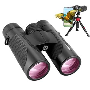 12×42 hd binoculars for adults with universal phone adapter – high power binoculars with super bright and large view- lightweight waterproof binoculars for bird watching hunting outdoor sports travel