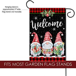 Pinata Winter Garden Flag 12x18 Double Sided, Christmas Flag for Outdoor, Gnomes Welcome Yard Flags for Outside, Buffalo Plaid Christmas Flag, Holiday Banner Outdoor Decoration