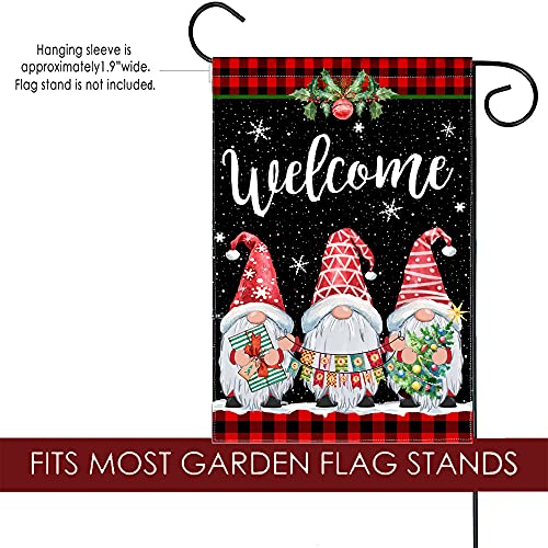 Pinata Winter Garden Flag 12x18 Double Sided, Christmas Flag for Outdoor, Gnomes Welcome Yard Flags for Outside, Buffalo Plaid Christmas Flag, Holiday Banner Outdoor Decoration