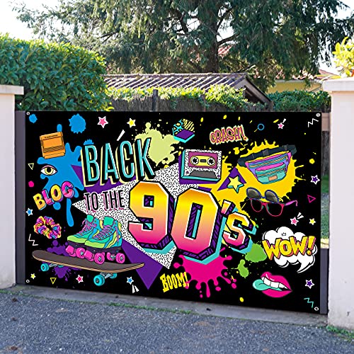 Irenare Back to The 90s Backdrop for Party Decorations 90s Retro Hanging Banner Background for Photography Hip Hop Graffiti Wall Decor Photo Back Props for 90s Themed Birthday Party 73 x 43 Inch