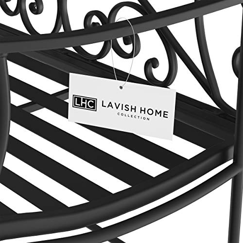 Lavish Home Folding Garden Bench – Outdoor Seating with Scrollwork Design – Durable Stylish Accent Furniture for Porch or Patio, 41" x 16.75" x 37", Black