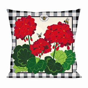 evergreen flag geranium plaid interchangeable pillow cover durable and well made home and garden décor for lawn patio yard